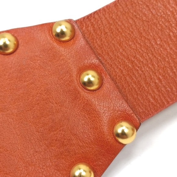 VIA SPIGA Burnt Orange Leather Belt Double Strap Gold Metal Buckles & St… - Picture 12 of 16